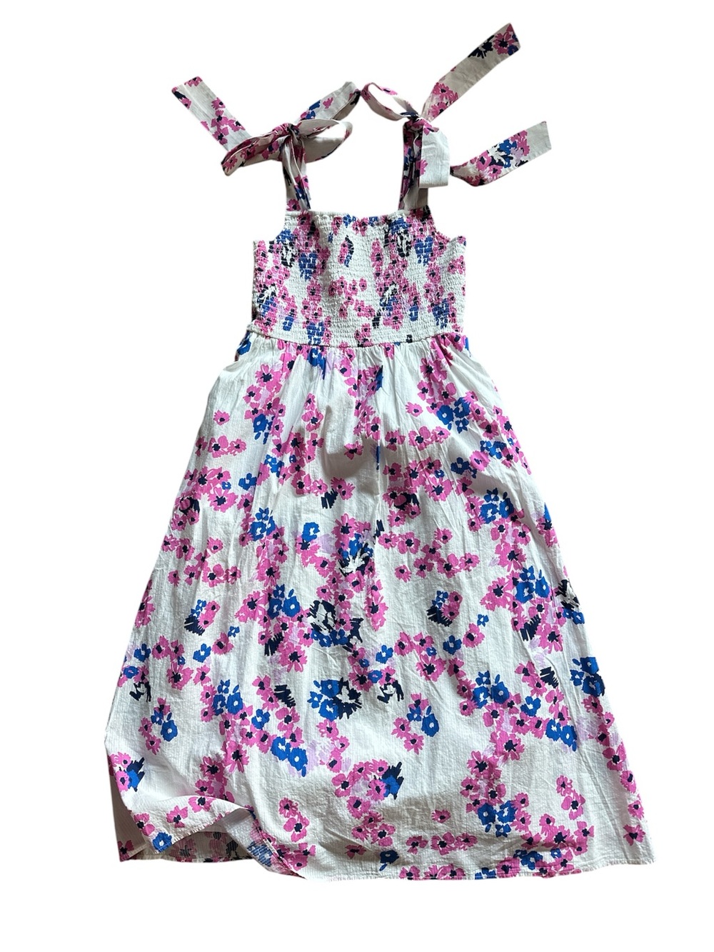 Mother and Girls' Pink & Blue Floral Smocked Sundress - Picture 3 of 5